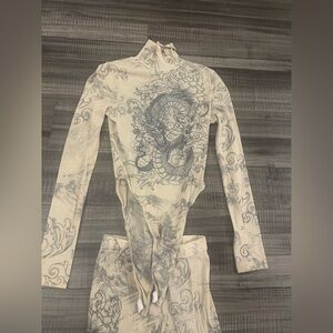 Dragon Print Long Sleeve Bodysuit